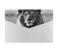 A4 Plastic Envelopes with Snap Closure African Lion Black and White Plastic Folders for Document Letter Size Poly Folders Reusable File Bags for Office Home Work Supplies