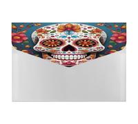 A4 Plastic Envelopes with Snap Closure Colorful Sugar Skull Plastic Folders for Document Letter Size Poly Folders Reusable File Bags for Office Home Work Supplies