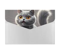 A4 Plastic Envelopes with Snap Closure Cute Funny Grey Cats Pattern Plastic Folders for Document Letter Size Poly Folders Reusable File Bags for Office Home Work Supplies