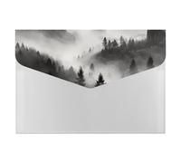 A4 Plastic Envelopes with Snap Closure Foggy Mountains Forest Plastic Folders for Document Letter Size Poly Folders Reusable File Bags for Office Home Work Supplies
