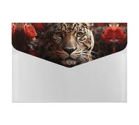 A4 Plastic Envelopes with Snap Closure Red Rose and Tiger Plastic Folders for Document Letter Size Poly Folders Reusable File Bags for Office Home Work Supplies