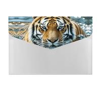 A4 Plastic Envelopes with Snap Closure Tiger Swims in The Water Plastic Folders for Document Letter Size Poly Folders Reusable File Bags for Office Home Work Supplies