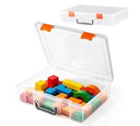 A4 Plastic Project Case with Handle, Large Clear Storage Box with Secure Latches, Heavy-Duty Document & Craft Organiser Box for Scrapbooking, Photos, Paperwork Toys Home School Office (36.5x27x7.4cm)