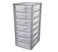 A4 Plastic Slim Storage Drawers Tower Unit Office Desktop Tabletop Home School Garage Portable Desk Organizer 2|3|4|6|8 Tiers (A4 Plastic Small Silver/Clear) (Silver/Clear, A4 Slim 7 Drawers)