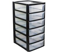 A4 Plastic Slim Storage Drawers Tower Unit Office Desktop Tabletop Home School Garage Portable Desk Organizer 2|3|4|6|8 Tiers (A4 Plastic Small Black/Clear) (Black/Clear, A4 Slim 6 Drawers)
