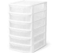 A4 Plastic Slim Storage Drawers Tower Unit Office Desktop Tabletop Home School Garage Portable Desk Organizer 2|3|4|6|8 Tiers (A4 Plastic Small Black/Clear) (White/Clear, A4 Slim 6 Drawers)