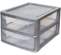 A4 Plastic Slim Storage Drawers Tower Unit Office Desktop Tabletop Home School Garage Portable Desk Organizer 2|3|4|6|8 Tiers (A4 Plastic Small Silver/Clear) (Silver/Clear, A4 Slim 2 Drawers)