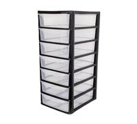 A4 Plastic Slim Storage Drawers Tower Unit Office Desktop Tabletop Home School Garage Portable Desk Organizer 2|3|4|6|8 Tiers (A4 Plastic Small Black/Clear) (Black/Clear, A4 Slim 7 Drawers)