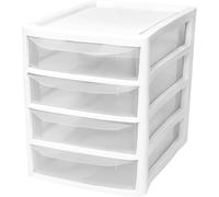 A4 Plastic Slim Storage Drawers Tower Unit Office Desktop Tabletop Home School Garage Portable Desk Organizer 2|3|4|6|8 Tiers (A4 Plastic Small Black/Clear) (White/Clear, A4 Slim 4 Drawers)