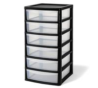 A4 PLASTIC STORAGE DRAWERS DRAW TOWER UNIT OFFICE DESKTOP TABLETOP HOME SCHOOL GARAGE MODULAR & PORTABLE DRAWERS OFFICE DESK ORGANIZER SLIM A4 SIZE 2|3|4|6|8 TIERS (Black/Clear, A4 Slim 6 Drawers)