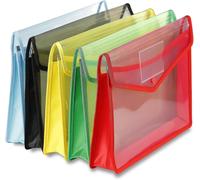 A4 Plastic Wallets, 5 Pcs Popper Wallet Plastic Document Folder Premium Pockets Files Envelope For School Office Home