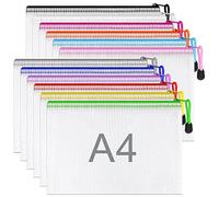 A4 Plastic Wallets Folders - 12PCS A4 Zip Wallets Plastic Zip Lock Bags Document Wallets Zipper File Folders for School Office Supplies, Household, Cosmetics, Cross Stitch, Puzzles & Games Storage