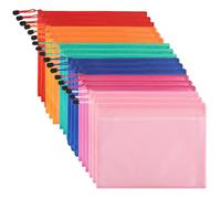 A4 Plastic Zip Folders Double Waterproof Zip Lock Document Wallet Holder Travel Storage Pouch for Office Supplies and Travel Accessories (18 PCS - 6 Colours)