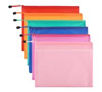 A4 Plastic Zip Folders Double Waterproof Zip Lock Document Wallet Holder Travel Storage Pouch for Office Supplies and Travel Accessories (6 PCS - 6 Colours)