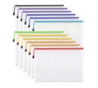 A4 Plastic Zip Wallets - 12PCS A4 Zip Lock Bags, Waterproof File Folders for School/Office Travel, Receipts Storage, Cosmetics, Cross Stitch, Puzzles & Games (A4-12Pcs)