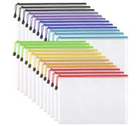 A4 Plastic Zip Wallets - 24PCS A4 Zip Lock Bags, Waterproof File Folders for School/Office Travel, Receipts Storage, Cosmetics, Cross Stitch, Puzzles & Games (A4-24Pcs)