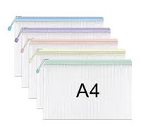 A4 Plastic Zip Wallets - 5PCS A4 Zip Lock Bags Plastic Document Folders - Pastel