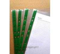 A4 Poly Punched Pockets Glass Clear Heavy Duty Strong Filing Green Spine Top Opening - Pack of 500