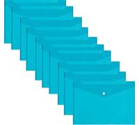 A4 Polypropylene Document Folder-Pack of 12-Plastic Wallets Folder Foolscap Document Files Popper Wallet (Teal)