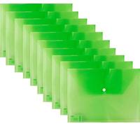 A4 Polypropylene Document Folder-Pack of 12-Plastic Wallets Folder Foolscap Document Files Popper Wallet (Green)