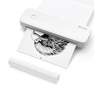 A4 Portable Thermal Transfer Printer Wireless&USB Connect Connect with Mobile Computer Support Various Paper Sizes 56mm/77mm/107mm/210mm/216mm for Office School Comes with 1pc Thermal Paper Roll