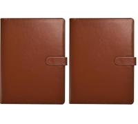 A4 Portfolio Case, Executive Business Document Organizer with Clipboard & Pad, Card Holder for School Office Conference (Brown) (Pack of 2)