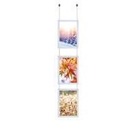 A4 Portrait RED Silver Black Blue White Silver Ceiling Hanging Mitred Snap Frames Aluminium Wall Posters Holder Click Frame Picture Clip Display Retail Wall Notice Boards (Silver, 3 Pockets)
