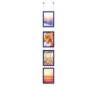 A4 Portrait RED SILVER BLACK BLUE WHITE SILVER Ceiling hanging Mitred Snap Frames Aluminium Wall Posters Holder Click Frame Picture Clip Display Retail Wall Notice Boards (Blue, 4 Pockets)