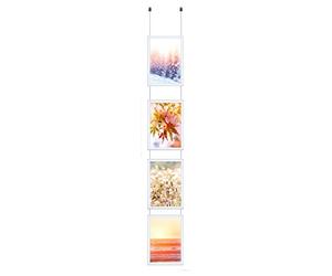 A4 Portrait RED SILVER BLACK BLUE WHITE SILVER Ceiling hanging Mitred Snap Frames Aluminium Wall Posters Holder Click Frame Picture Clip Display Retail Wall Notice Boards (White, 4 Pockets)