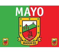 A4 POSTER COUNTY MAYO (MAIGH EO) FLAG/CREST-Size 8.27 × 11.7 inches Landscape