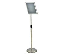 A4 Poster Sign Stand, Adjustable Menu Notice Display Stand with Heavy Duty Base, Floor Standing Sign Holder for Poster, Advertising, Sales, Signage Snap Frame Display Stan A4 Silver Right-angle style