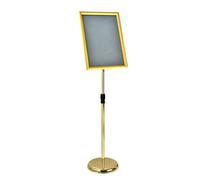 A4 Poster Sign Stand, Adjustable Menu Notice Display Stand with Heavy Duty Base, Floor Standing Sign Holder for Poster, Advertising, Sales, Signage Snap Frame Display Stand A3 Gold Right-angle style
