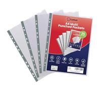 A4 Premier Punched Pockets-Ultra-Durable 90 Micron Transparent Poly Wallets | Crystal Clear Sheet Protector Sleeves for Superior Document Protection|Ideal for Professional Use(Pack of 25) (Lotus)