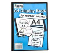 A4 Presentation Display Book with 24 Pockets 48 Views - Book Folder Folio for Reports, Documents, Music Sheets, Artwork, School Projects, Clippings - Document Protector with Plastic Sleeves - by Arpan