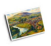 A4 PRINT - Builth Wells & River Wye - Vintage Art Style