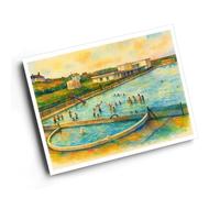 A4 PRINT - Cold Knap Swimming Pool, Barry - Vintage Art Style
