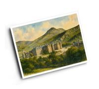 A4 PRINT - Edinburgh. Holyrood Palace & Arthur's Seat - Vintage Art Style