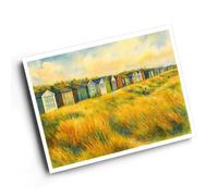 A4 PRINT - The Beach Huts, West Wittering - Vintage Art Style