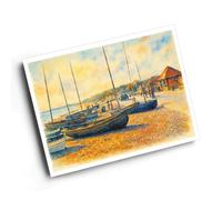 A4 PRINT - The Beach & Promenade, Stokes Bay - Vintage Art Style