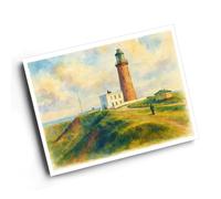 A4 PRINT - The Lighthouse, Flamborough - Vintage Art Style