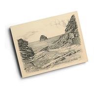 A4 PRINT - Vintage Cornwall - Trebarwith Strand and Gull Rock