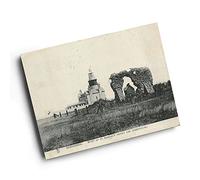A4 PRINT - Vintage Norfolk - Hunstanton. St. Edmund's Priory and Lighthouse