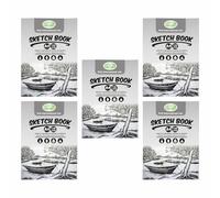 A4 Professional Artist Sketchbook - 130gsm Acid-Free White Cartridge Paper (50 Sheets) | Soft Cover Center-Pinned Drawing Pad for Painting, Illustration, Journaling & Creative Sketching (Pack of 5)