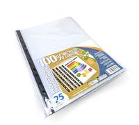 A4 Professional Punched Pockets Ultra Strong Pack of 100- 140 Micron A4 Polly Pockets Plastic Wallets Clear Sleeves for A4 Papers- Pack of 100 Recycled Durable Acid-Free Sustainable