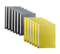 A4 Project Files - Clear Front Plastic Document Report Folders with 2 Prong Fastener | Clutter-Free Filing, Professional Results Every Time (Black + Yellow, 12pcs)