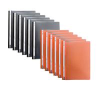 A4 Project Files - Clear Front Plastic Document Report Folders with 2 Prong Fastener | Clutter-Free Filing, Professional Results Every Time (Black + Orange, 12pcs)