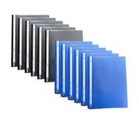 A4 Project Files - Clear Front Plastic Document Report Folders with 2 Prong Fastener | Clutter-Free Filing, Professional Results Every Time (Black + Blue, 12pcs)