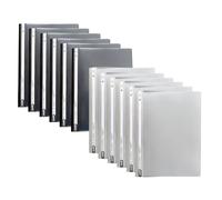 A4 Project Files - Clear Front Plastic Document Report Folders with 2 Prong Fastener | Clutter-Free Filing, Professional Results Every Time (Black + Grey, 12pcs)