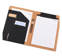 A4 PU Leather Conference Clipboard Multifunctional Business Document Clip Legal Pad Work Writing Folder Large Foldable File Organiser for Home School Office Use Black