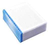 A4 Punch Pockets Pack of 50 Document Filing Wallets Sleeves Crystal Clear Poly Pockets for Folder Ring Binders & Lever Arch Files - Punched Coloured Spine Red, Green,Yellow, Blue or White (Blue)